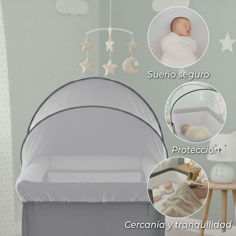CUNA COLECHO MOISES BEBE MECEDORA CON MOSQUITERO GRIS - 4