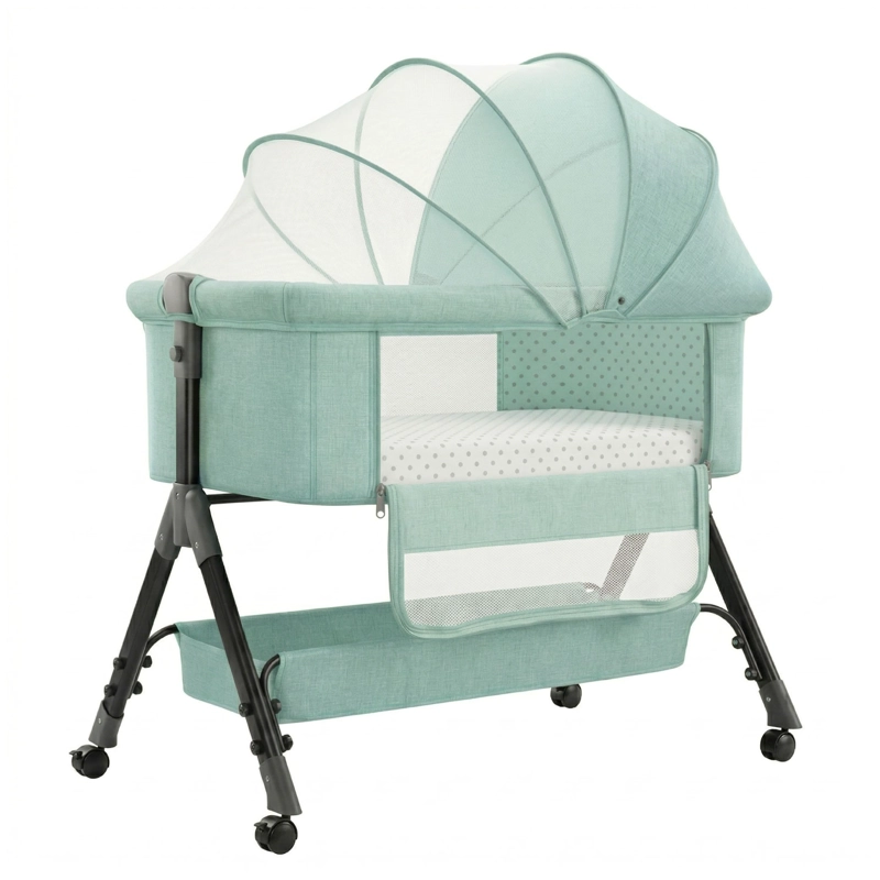 CUNA COLECHO MOISES BEBE ALTURA REGULABLE SAFE&SOFT -AGUA - 1