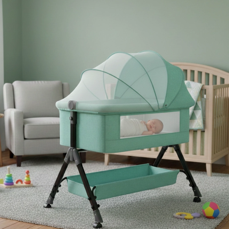 CUNA COLECHO MOISES BEBE ALTURA REGULABLE SAFE&SOFT -AGUA - 2