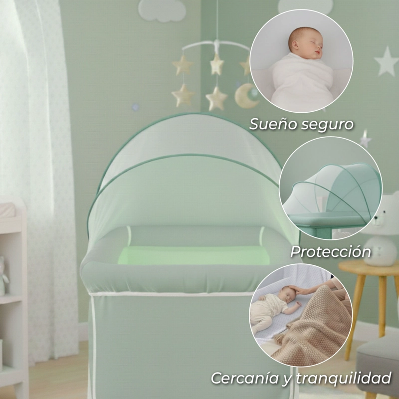 CUNA COLECHO MOISES BEBE ALTURA REGULABLE SAFE&SOFT -AGUA - 4