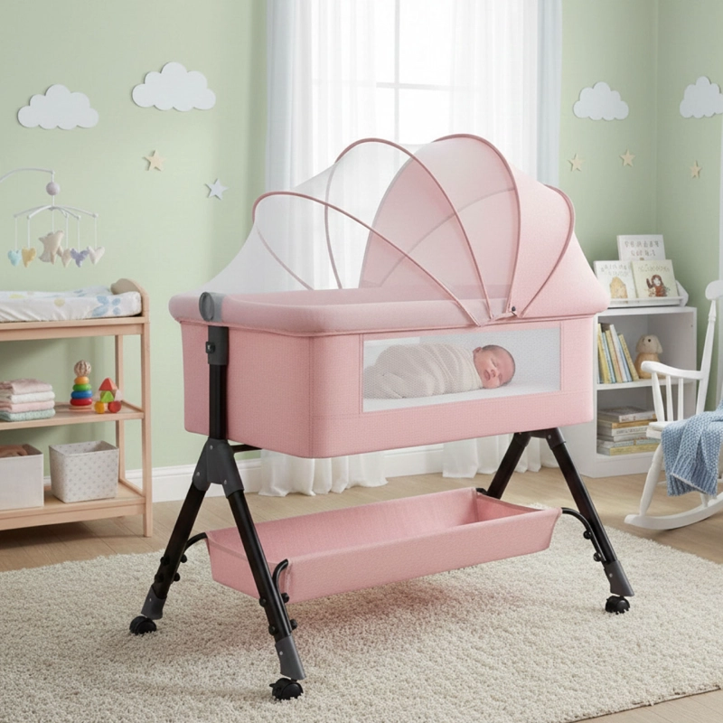 CUNA COLECHO MOISES BEBE ALTURA REGULABLE SAFE&SOFT - ROSA - 2