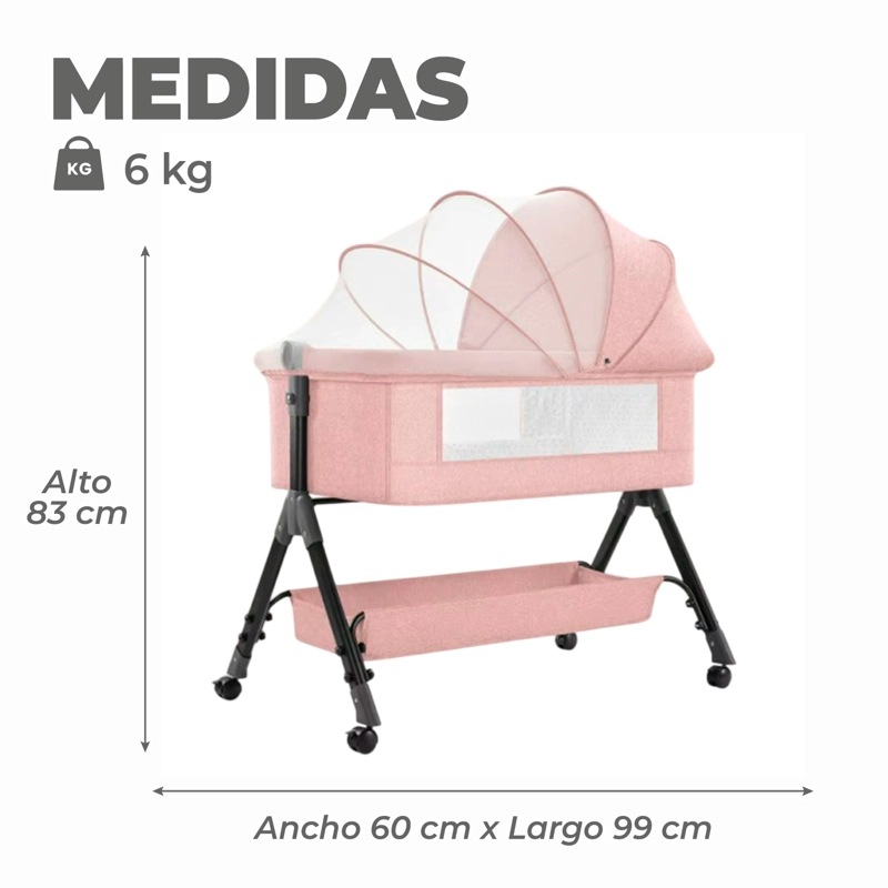 CUNA COLECHO MOISES BEBE ALTURA REGULABLE SAFE&SOFT - ROSA - 3