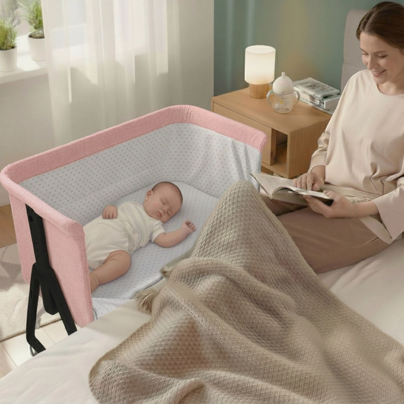 CUNA COLECHO MOISES BEBE ALTURA REGULABLE SAFE&SOFT - ROSA - 5