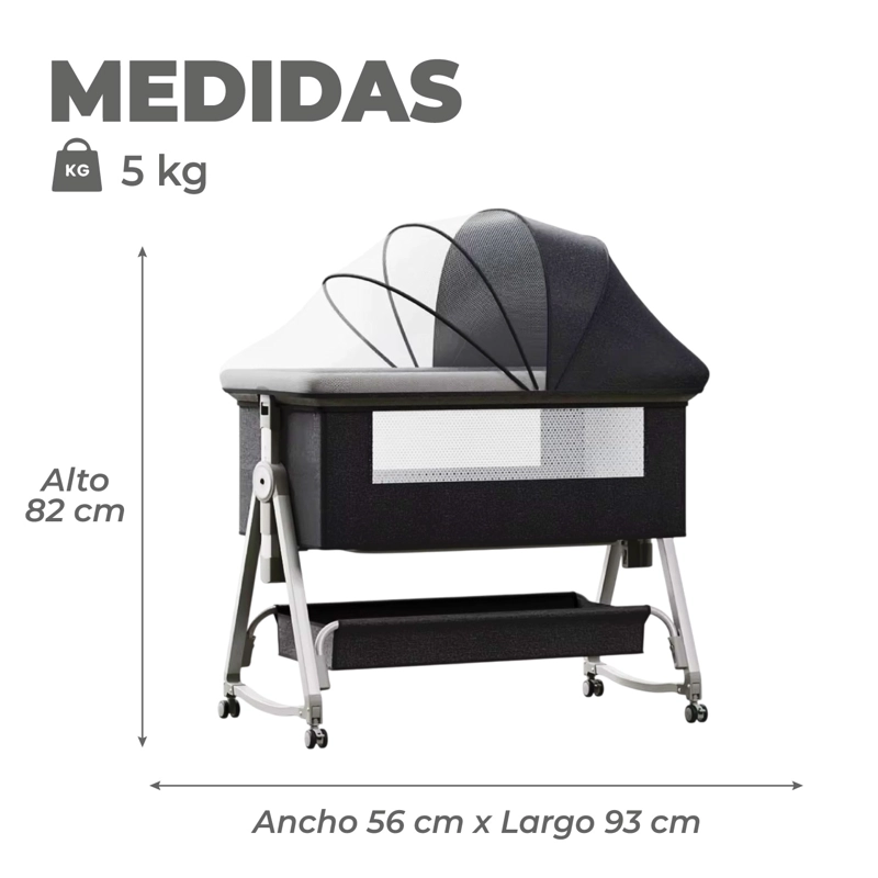 CUNA COLECHO MOISES BEBE MECEDORA 6 ALTURAS SAFE&SOFT - NEGRO - 2