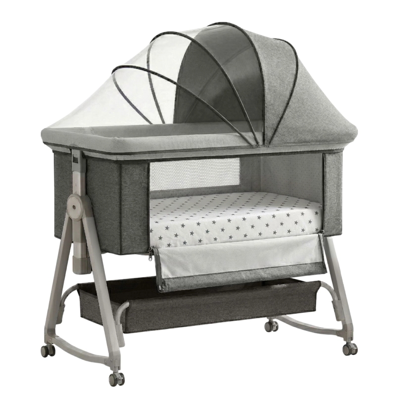 CUNA COLECHO MOISES BEBE MECEDORA 6 ALTURAS SAFE&SOFT- GRIS - 1