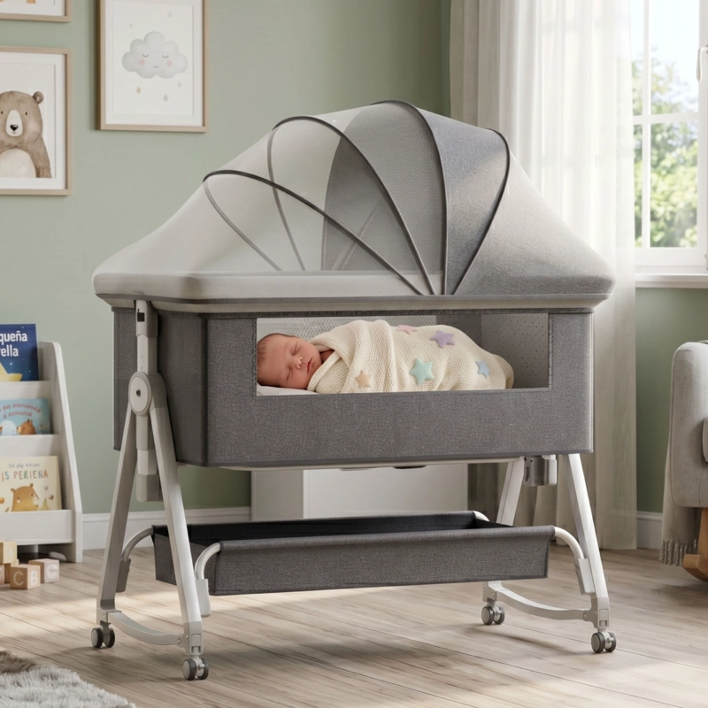 CUNA COLECHO MOISES BEBE MECEDORA 6 ALTURAS SAFE&SOFT- GRIS - 2