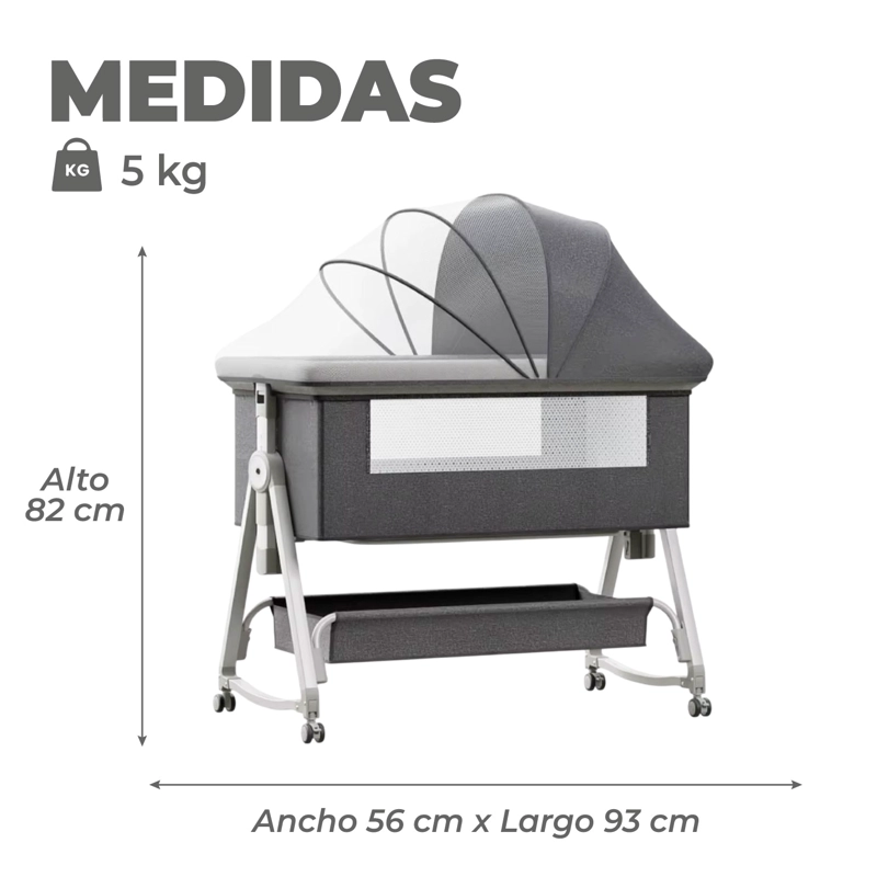 CUNA COLECHO MOISES BEBE MECEDORA 6 ALTURAS SAFE&SOFT- GRIS - 3