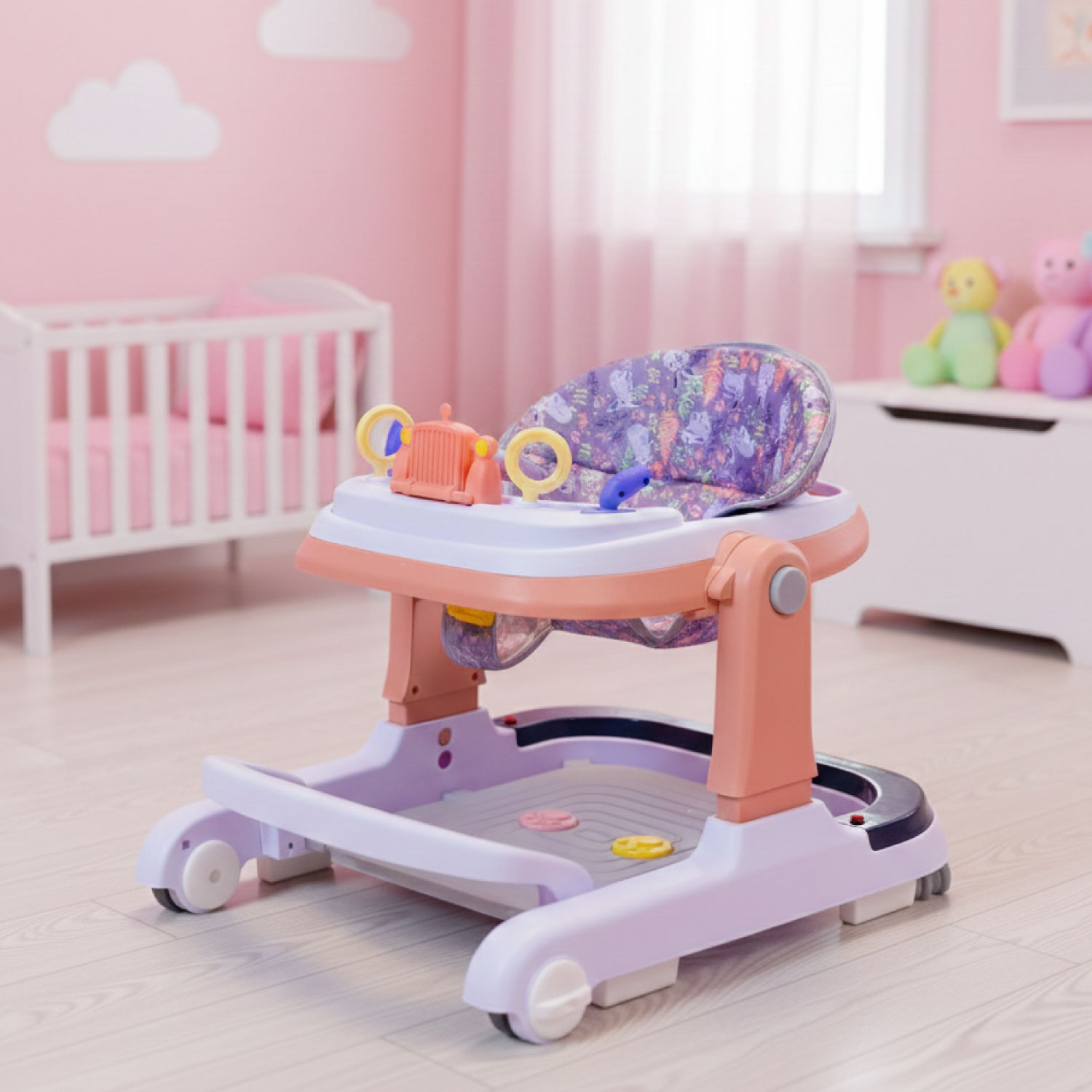ANDADOR CAMINADORA CAMION MUSICAL BEBE ANTICAIDA STYLISH - ROSA - 2