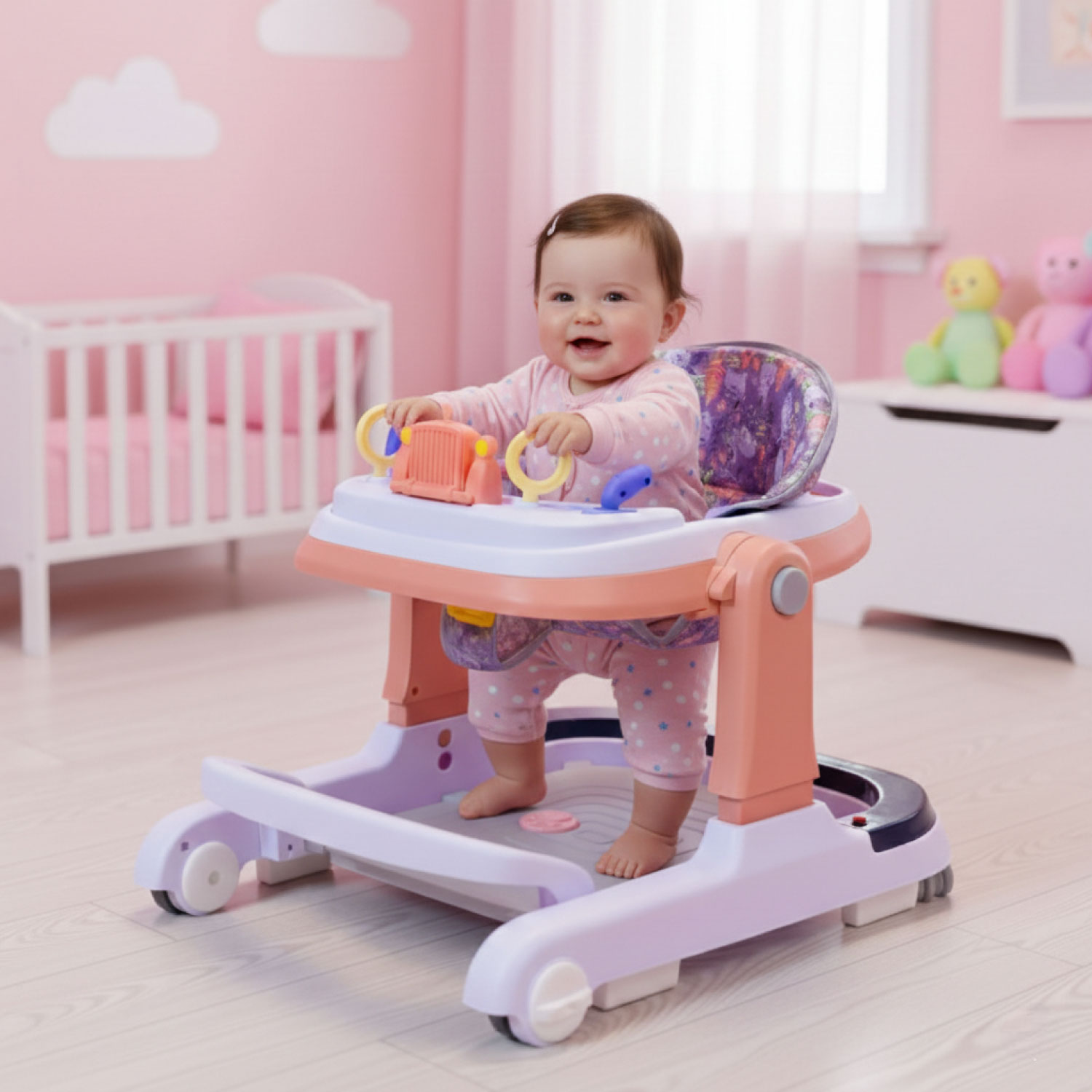 ANDADOR CAMINADORA CAMION MUSICAL BEBE ANTICAIDA STYLISH - ROSA - 5