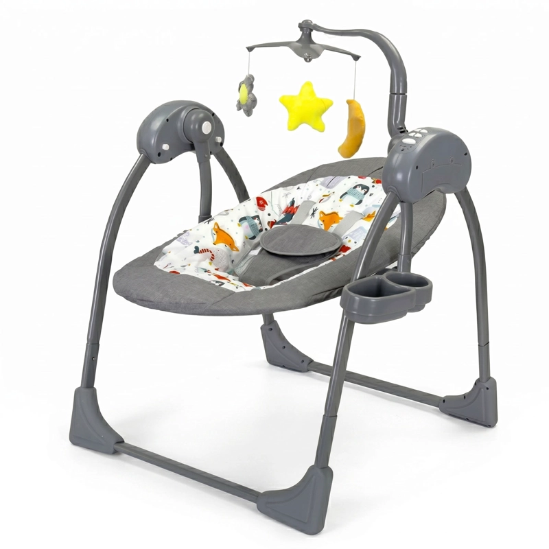SILLA MECEDORA BEBE COLUMPIO ELECTRICA BLUETOOTH RECLINABLE -GRIS - 1