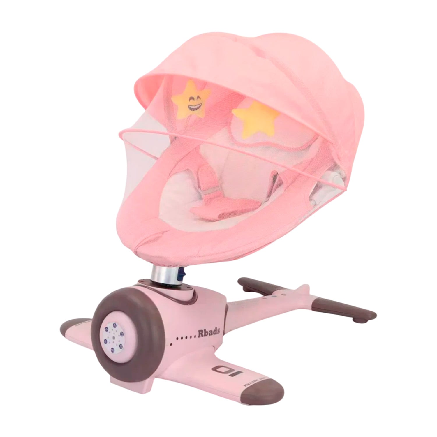 SILLA MECEDORA ELECTRICA BEBE AVIONCITO SAFEBABY BLUETOOTH - ROSA - 1