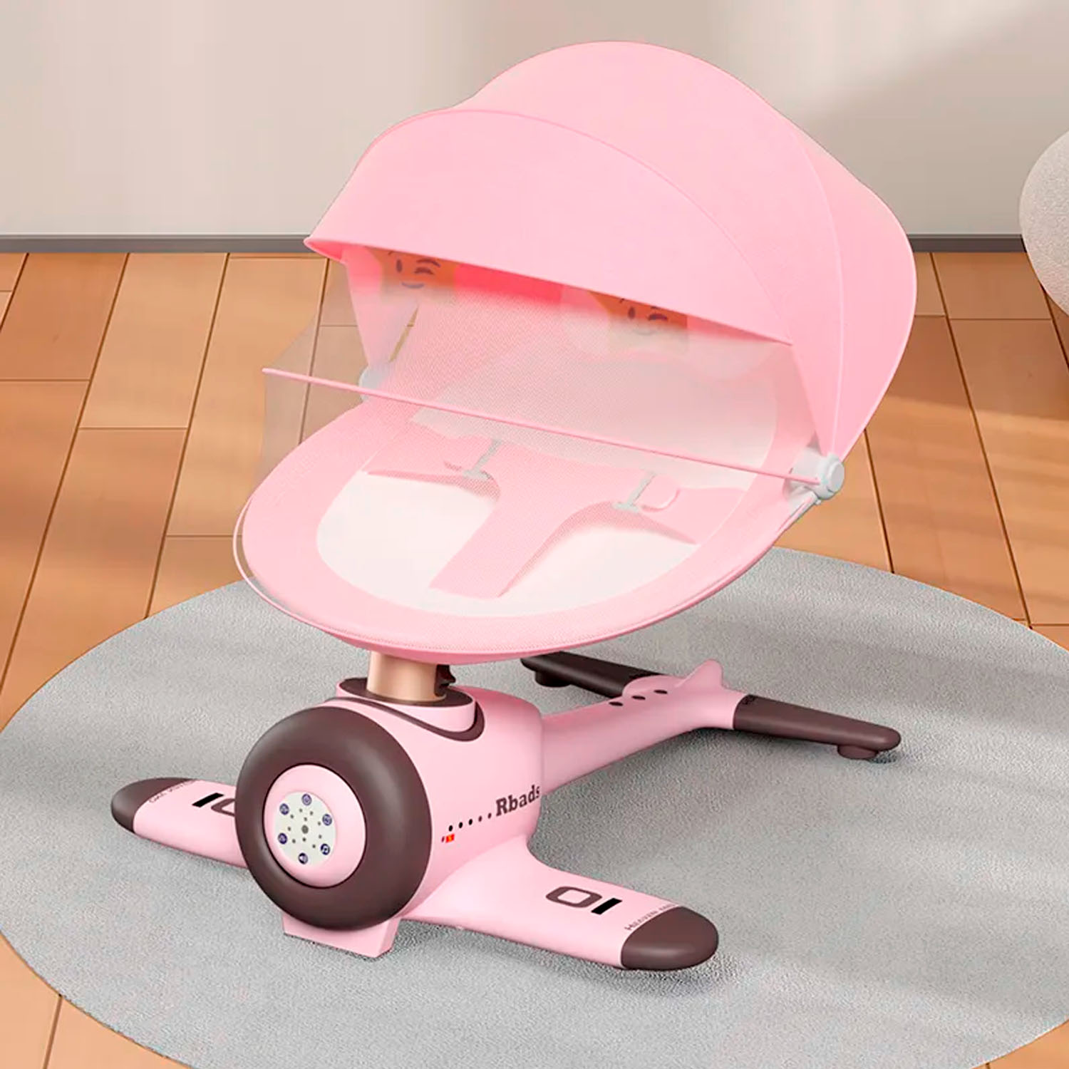 SILLA MECEDORA ELECTRICA BEBE AVIONCITO SAFEBABY BLUETOOTH - ROSA - 3