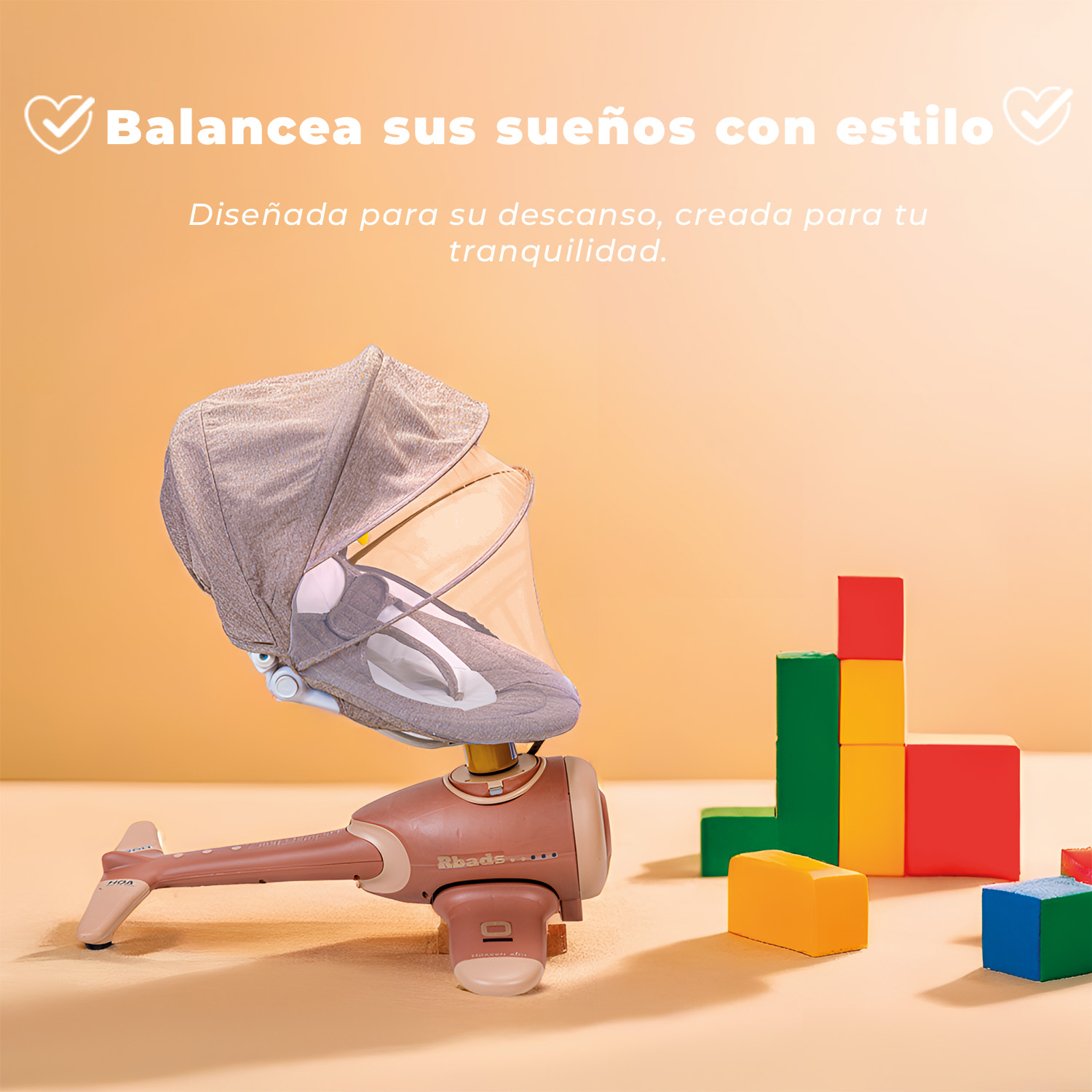 SILLA MECEDORA ELECTRICA BEBE AVIONCITO SAFEBABY BLUETOOTH - MARRÓN CLARO - 4