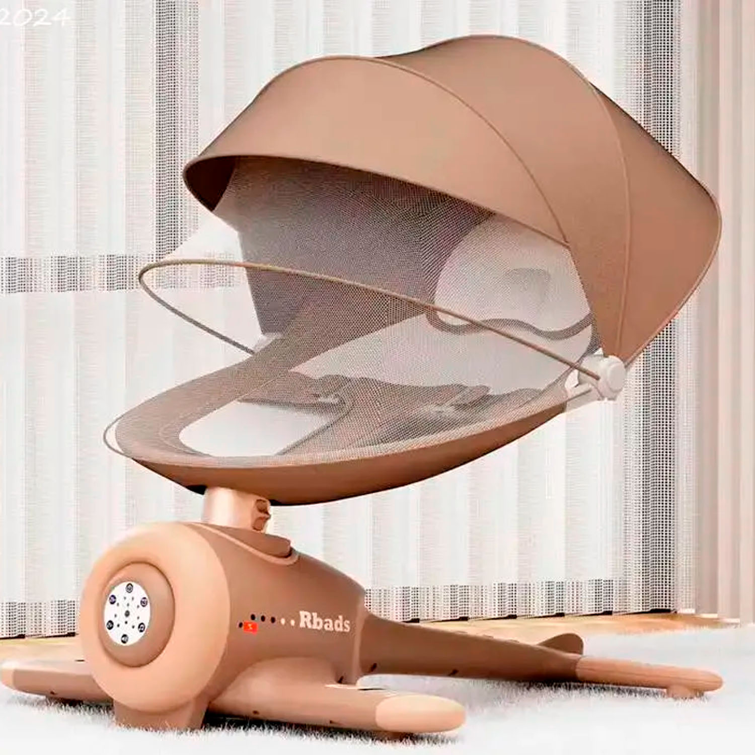 SILLA MECEDORA ELECTRICA BEBE AVIONCITO SAFEBABY BLUETOOTH - MARRÓN CLARO - 5