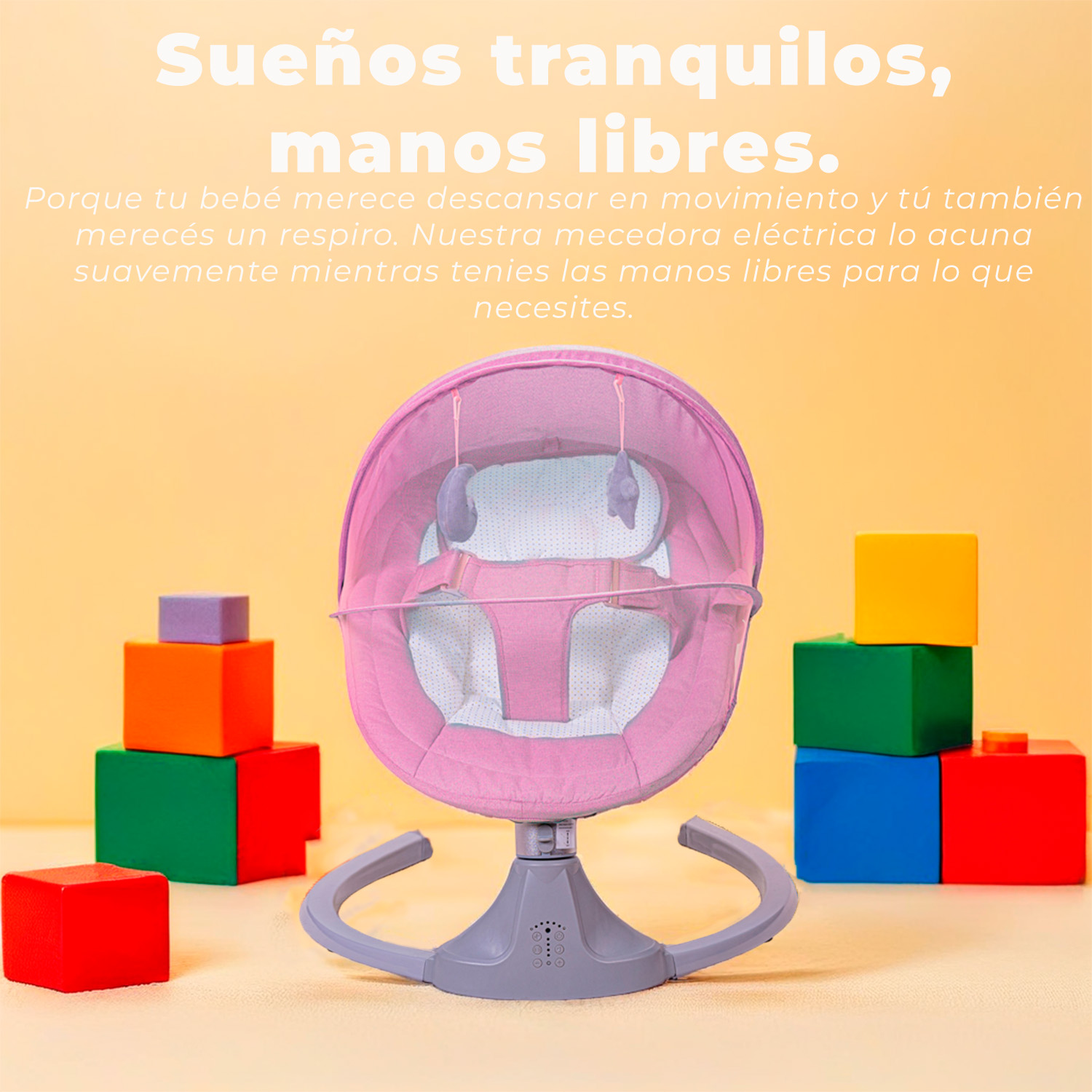 SILLA MECEDORA BEBE INALAMBRICA SAFEBABY BLUETOOTH - ROSADO - 6