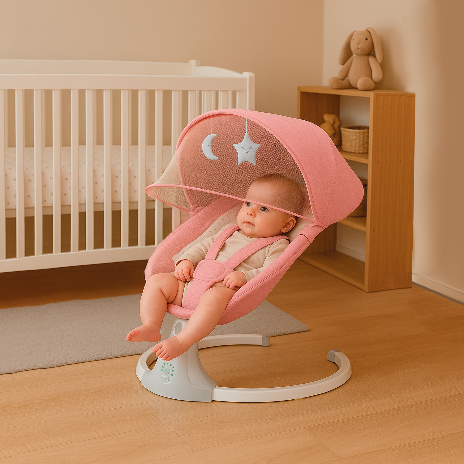SILLA MECEDORA BEBE INALAMBRICA SAFEBABY BLUETOOTH - ROSADO - 7