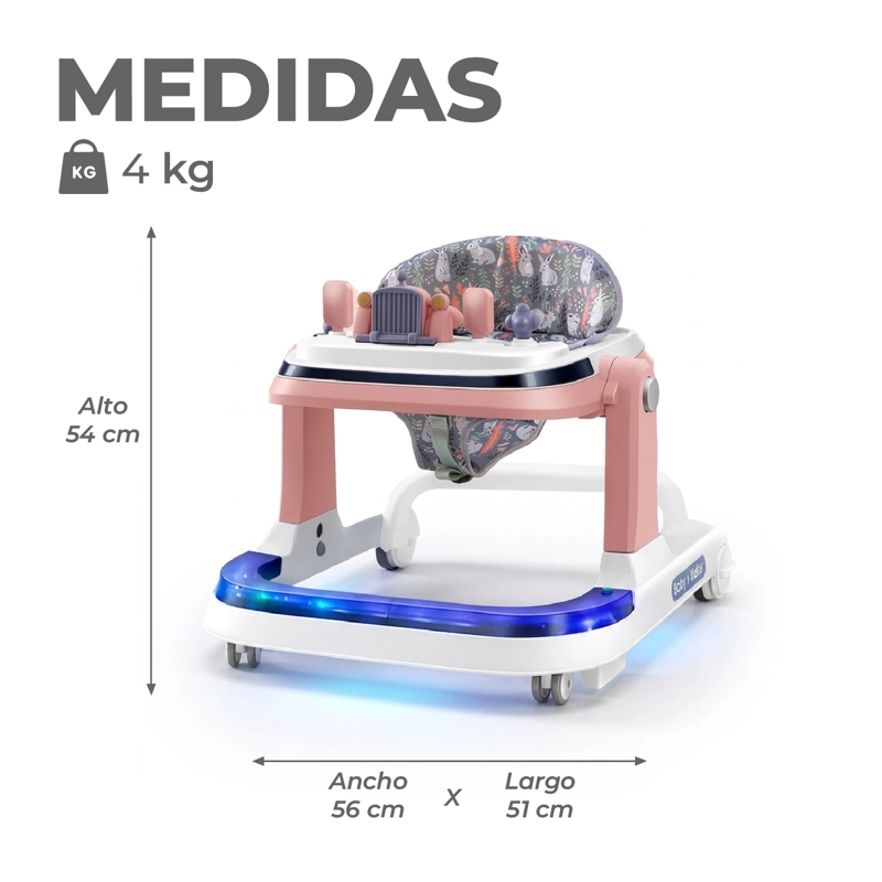 CAMINADORA ANDADOR BEBE CAMION MUSICAL ANTICAIDA STYLISH - ROSA - 3