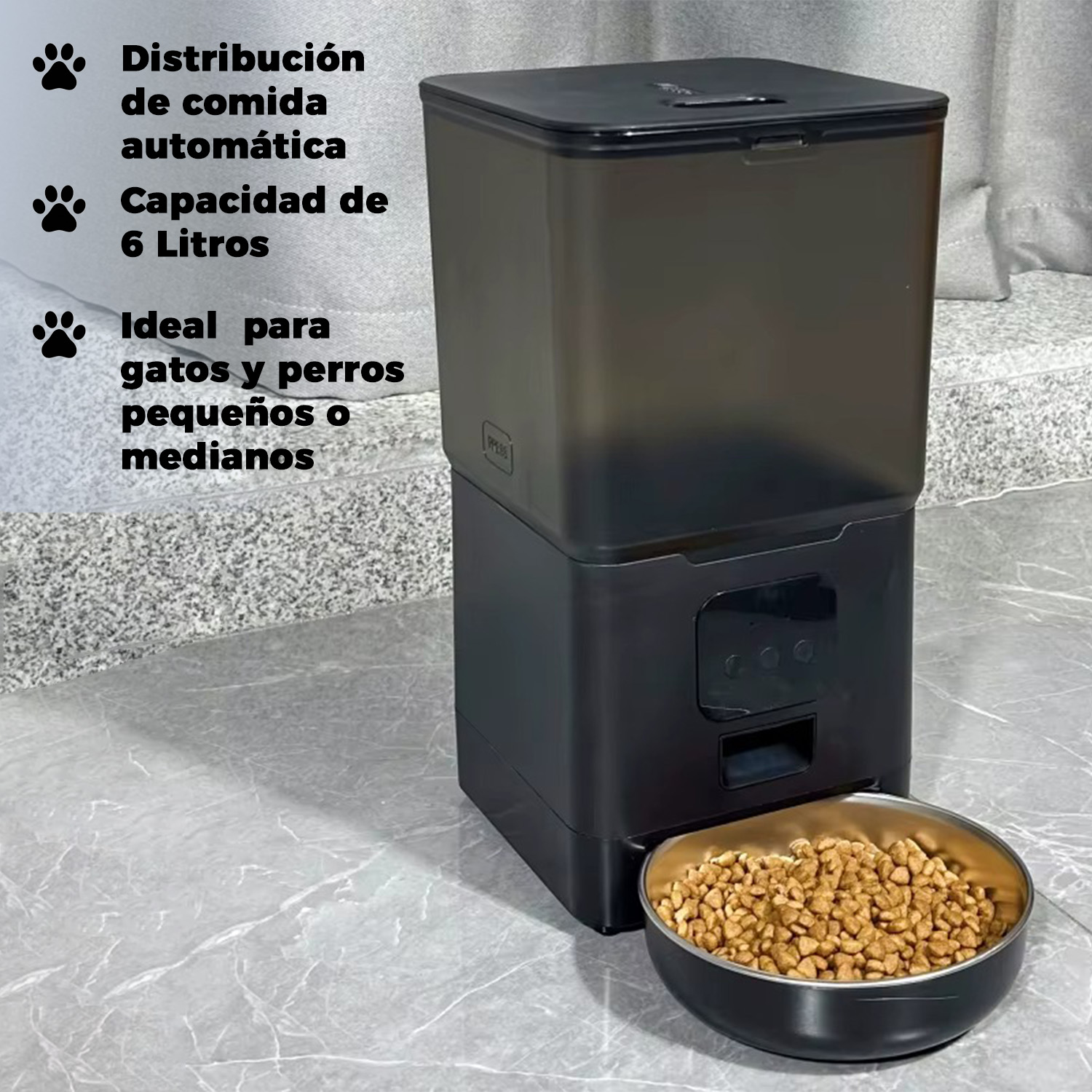 DISPENSADOR AUTOMATICO COMIDA MASCOTAS CUBO 6 LTS. WIFI - 3