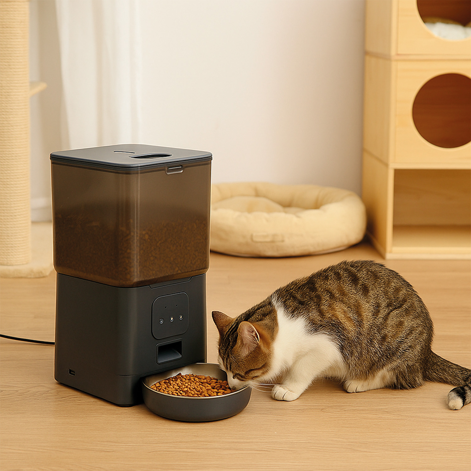 DISPENSADOR AUTOMATICO COMIDA MASCOTAS CUBO 6 LTS. WIFI - 6