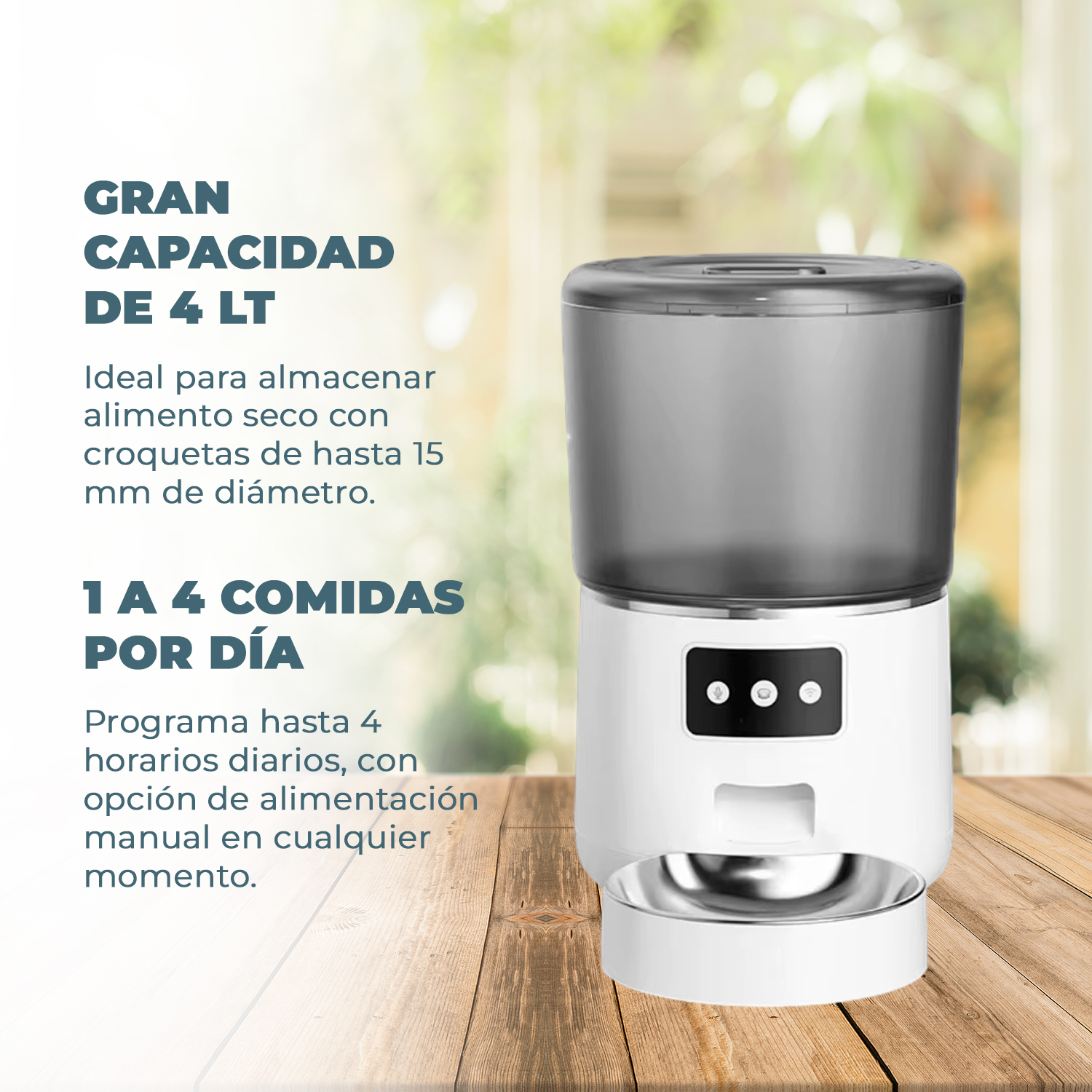 DISPENSADOR AUTOMATICO COMIDA MASCOTAS 4 LTS. WIFI - 3