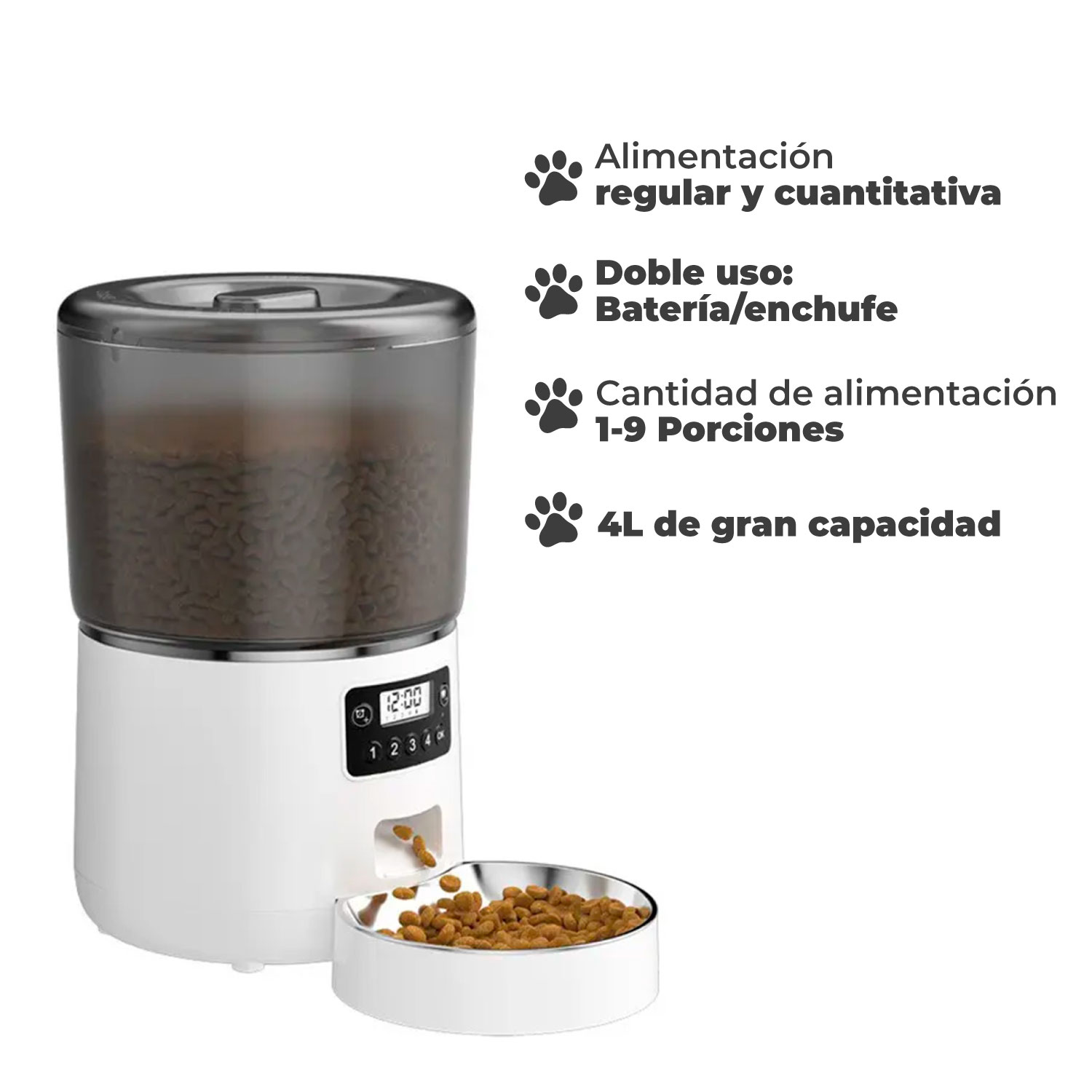 DISPENSADOR AUTOMATICO COMIDA MASCOTAS 4 LTS. - 3