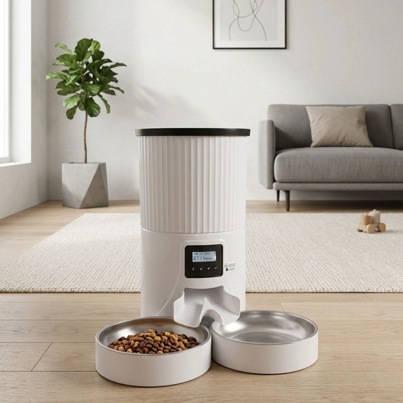 DISPENSADOR AUTOMATICO DOBLE COMIDA MASCOTAS 4 LTS. - 1