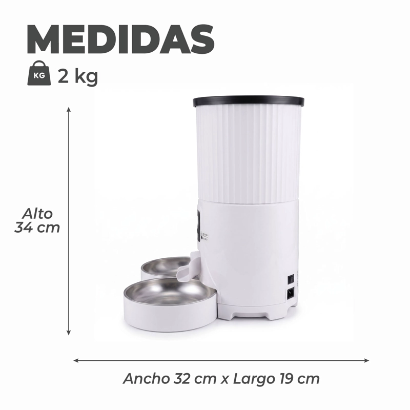 DISPENSADOR AUTOMATICO DOBLE COMIDA MASCOTAS 4 LTS. - 2