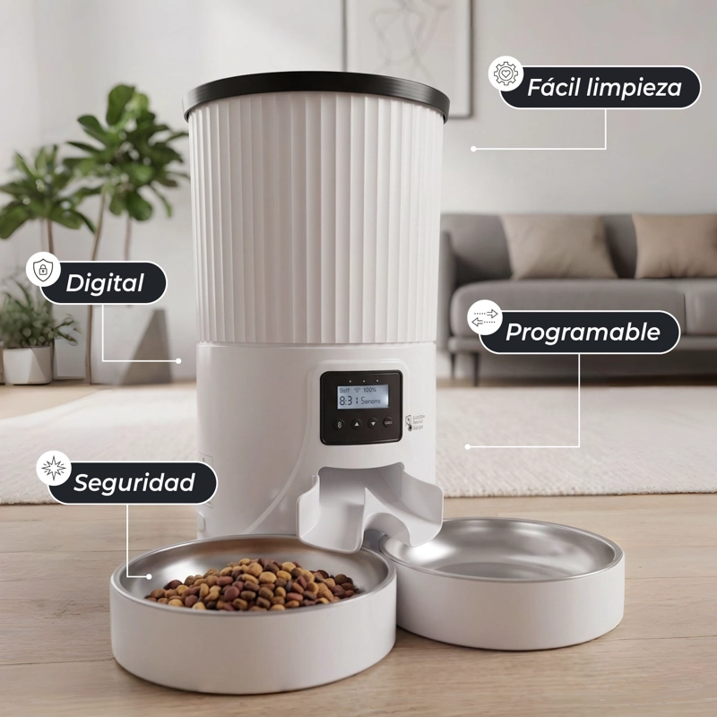 DISPENSADOR AUTOMATICO DOBLE COMIDA MASCOTAS 4 LTS. - 3