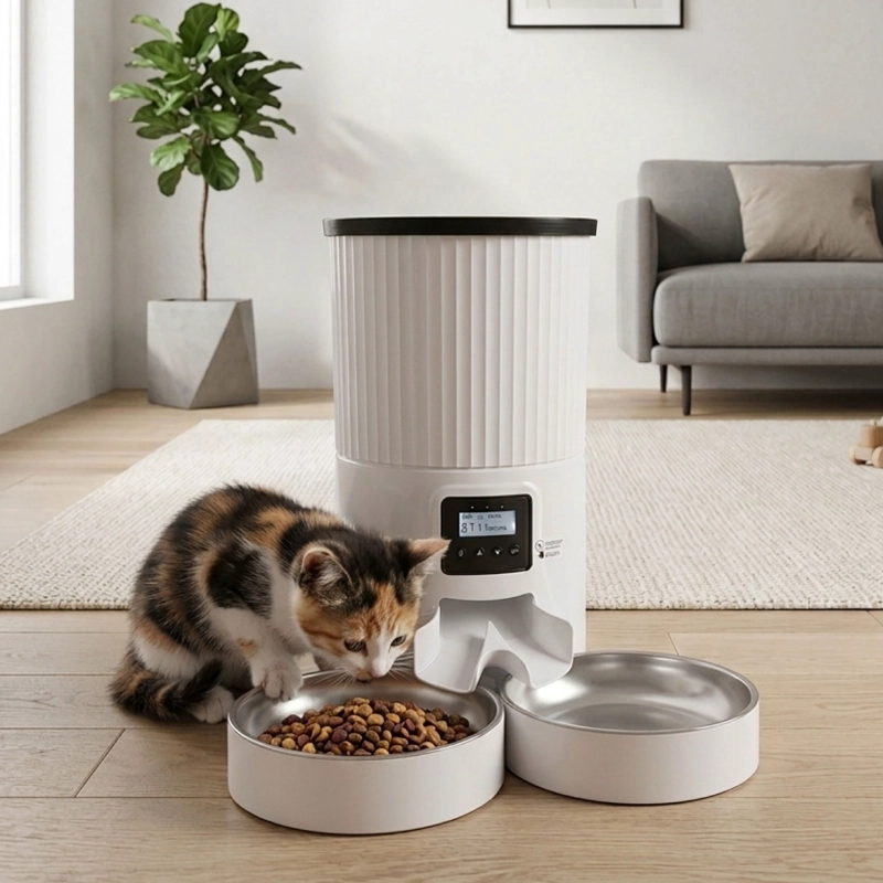 DISPENSADOR AUTOMATICO DOBLE COMIDA MASCOTAS 4 LTS. - 4