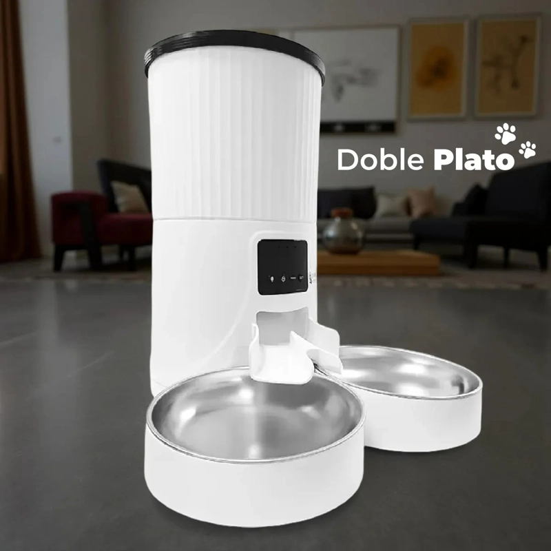 DISPENSADOR AUTOMATICO DOBLE COMIDA MASCOTAS 4 LTS. - 7