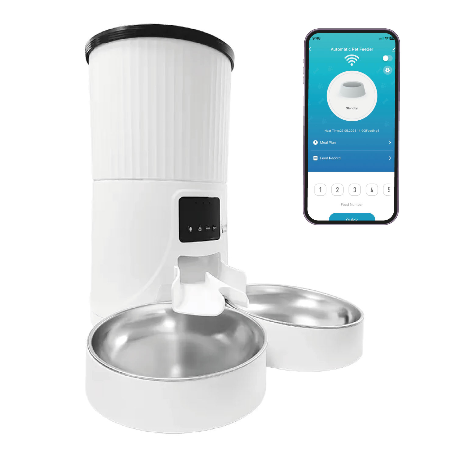 DISPENSADOR AUTOMATICO DOBLE COMIDA MASCOTAS 4 LTS. WIFI - 1