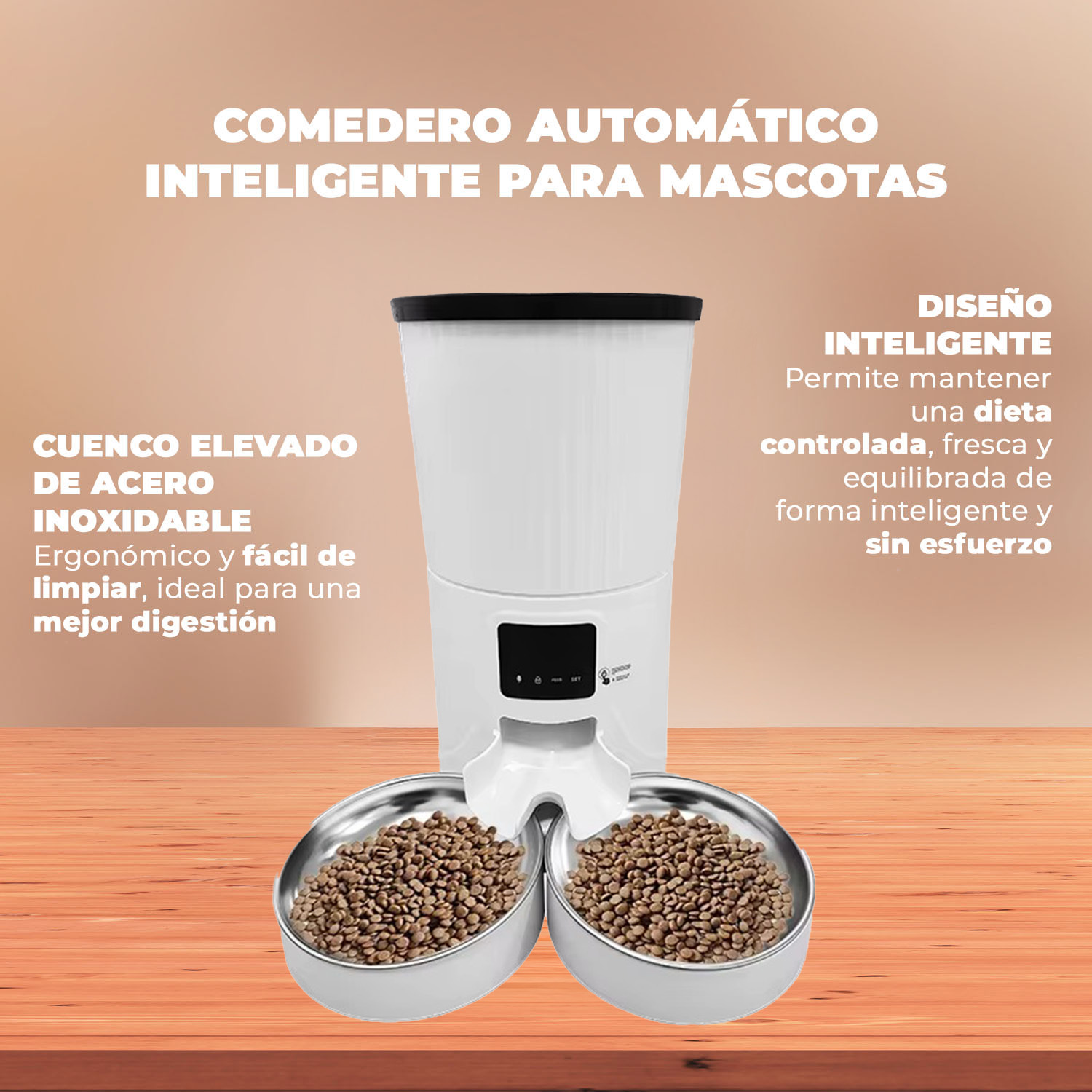 DISPENSADOR AUTOMATICO DOBLE COMIDA MASCOTAS 4 LTS. WIFI - 3