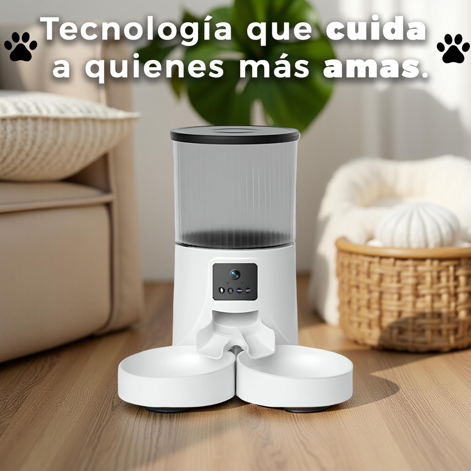 DISPENSADOR AUTOMATICO COMIDA MASCOTAS 4 LTS. CAMARA WIFI - 3