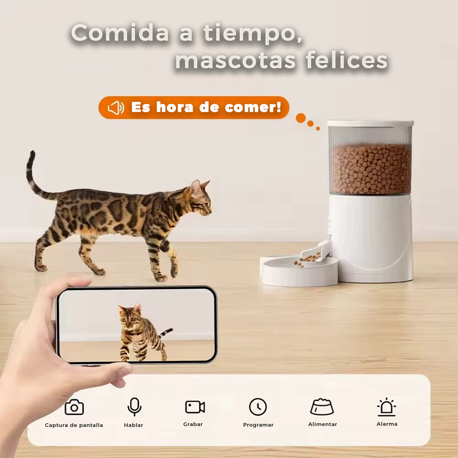DISPENSADOR AUTOMATICO COMIDA MASCOTAS 4 LTS. CAMARA WIFI - 4