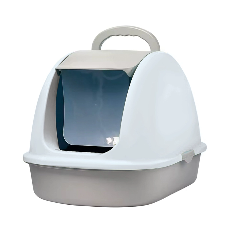 ARENERO CERRADO TRANSPORTABLE BAÑO GATOS CON PUERTA Y PALA GRIS - 1