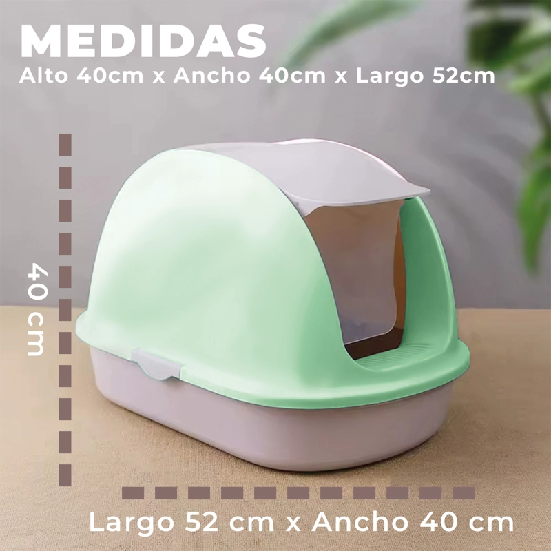 ARENERO CERRADO TRANSPORTABLE BAÑO GATOS CON PUERTA Y PALA GRIS - 2