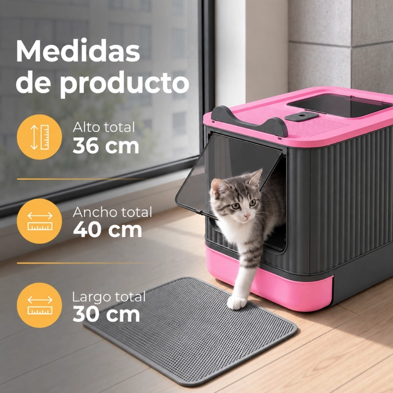 ARENERO CERRADO CON BANDEJA 2 PUERTAS, BAÑO GATOS LUZ Y PALA - 3
