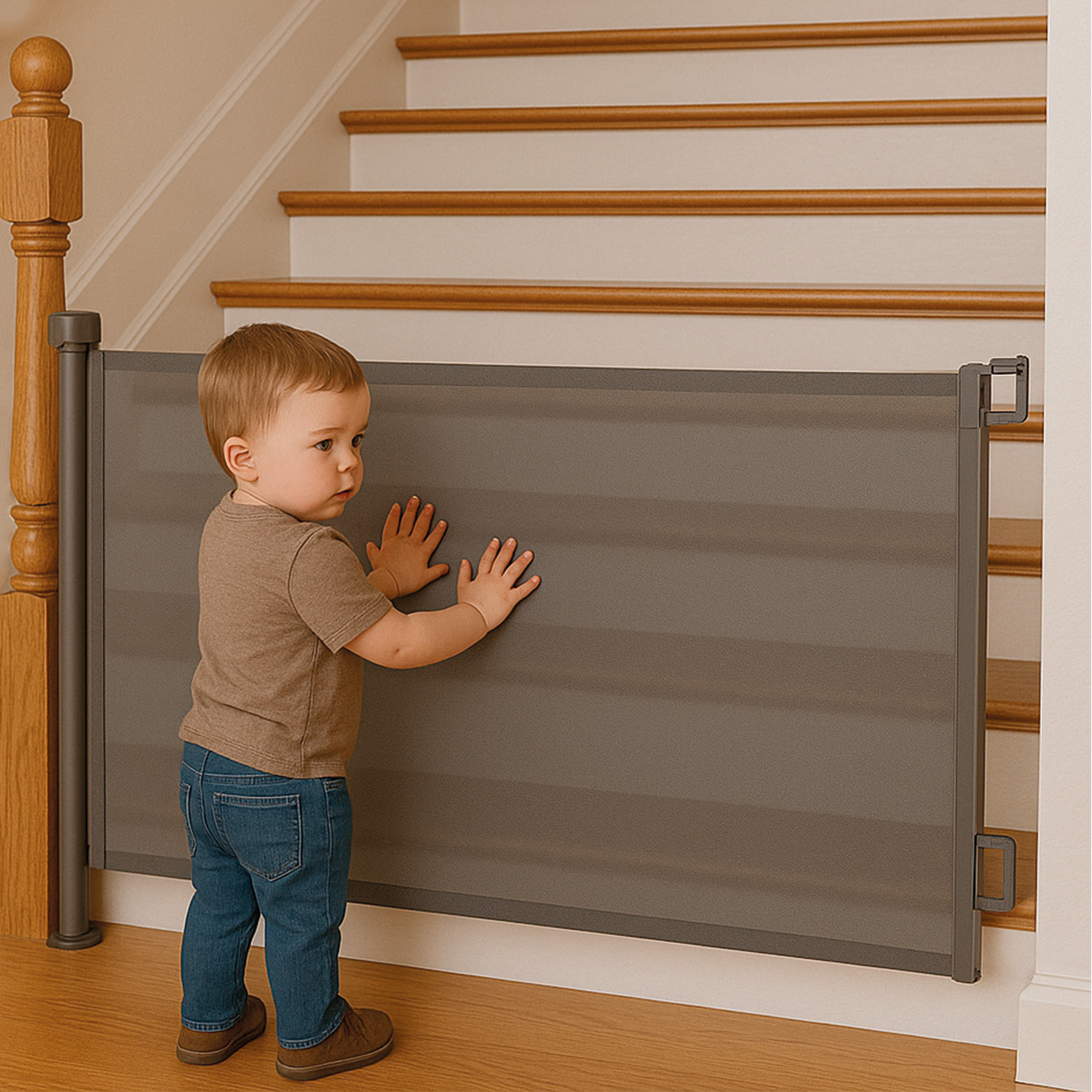 REJA SEGURIDAD ESCALERA PUERTA RETRACTIL BEBE S Y MASCOTAS - 2