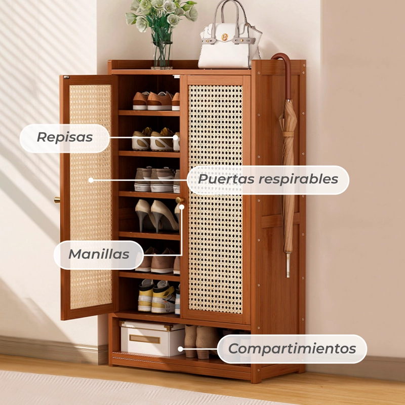 ZAPATERO ORGANIZADOR ALMACENAMIENTO ARMARIO CON PUERTAS - 6