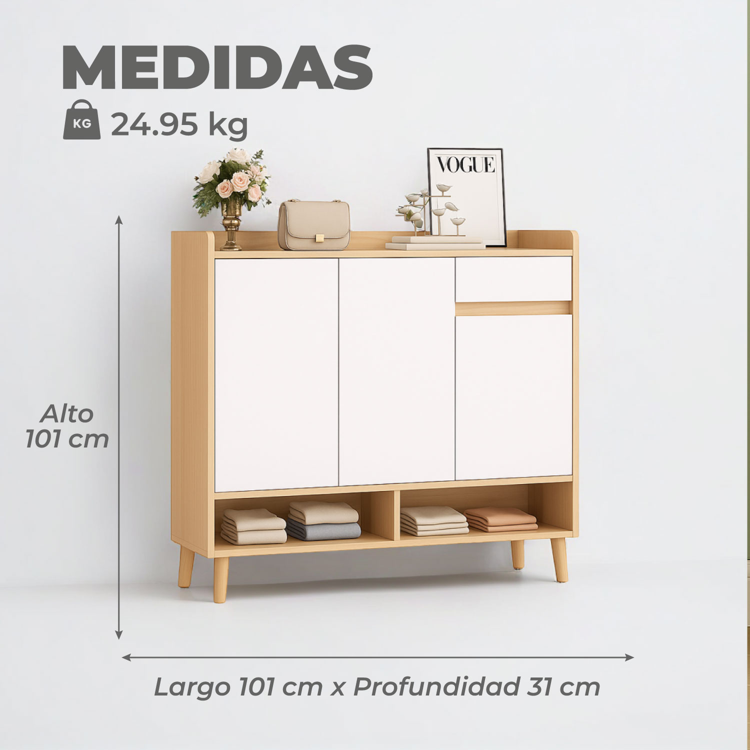 ZAPATERO BICOLOR ELEGANCE 3 PUERTAS ORGANIZADOR ESTANTE 101 - 3
