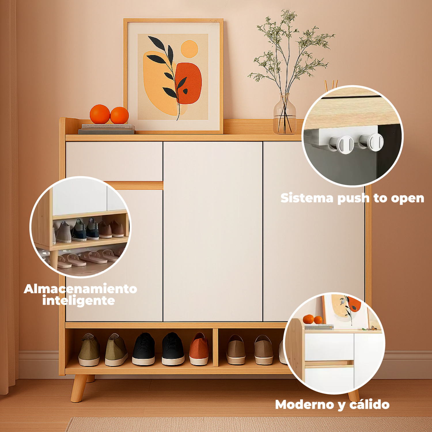 ZAPATERO BICOLOR ELEGANCE 3 PUERTAS ORGANIZADOR ESTANTE 101 - 4