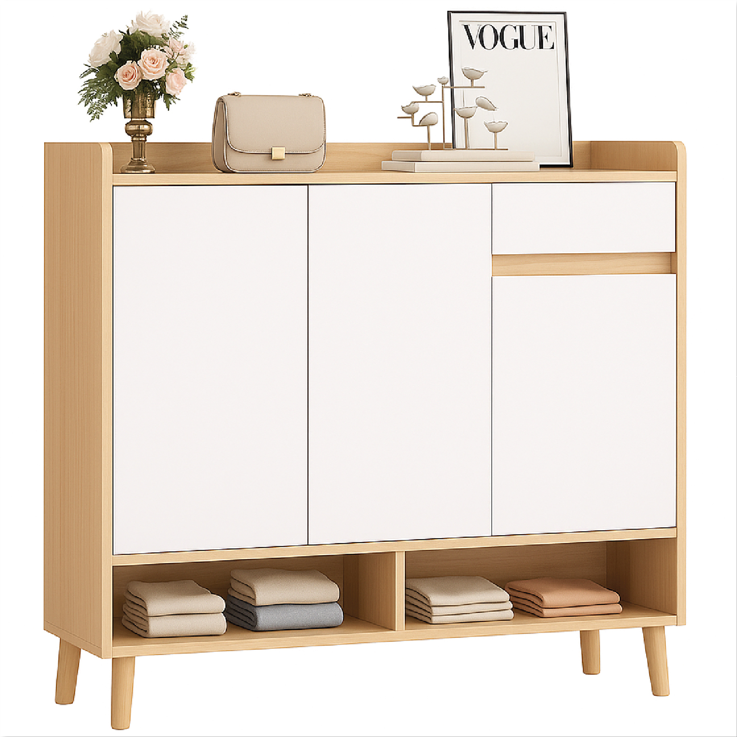 ZAPATERO BICOLOR ELEGANCE 3 PUERTAS ORGANIZADOR ESTANTE 81CM - 1