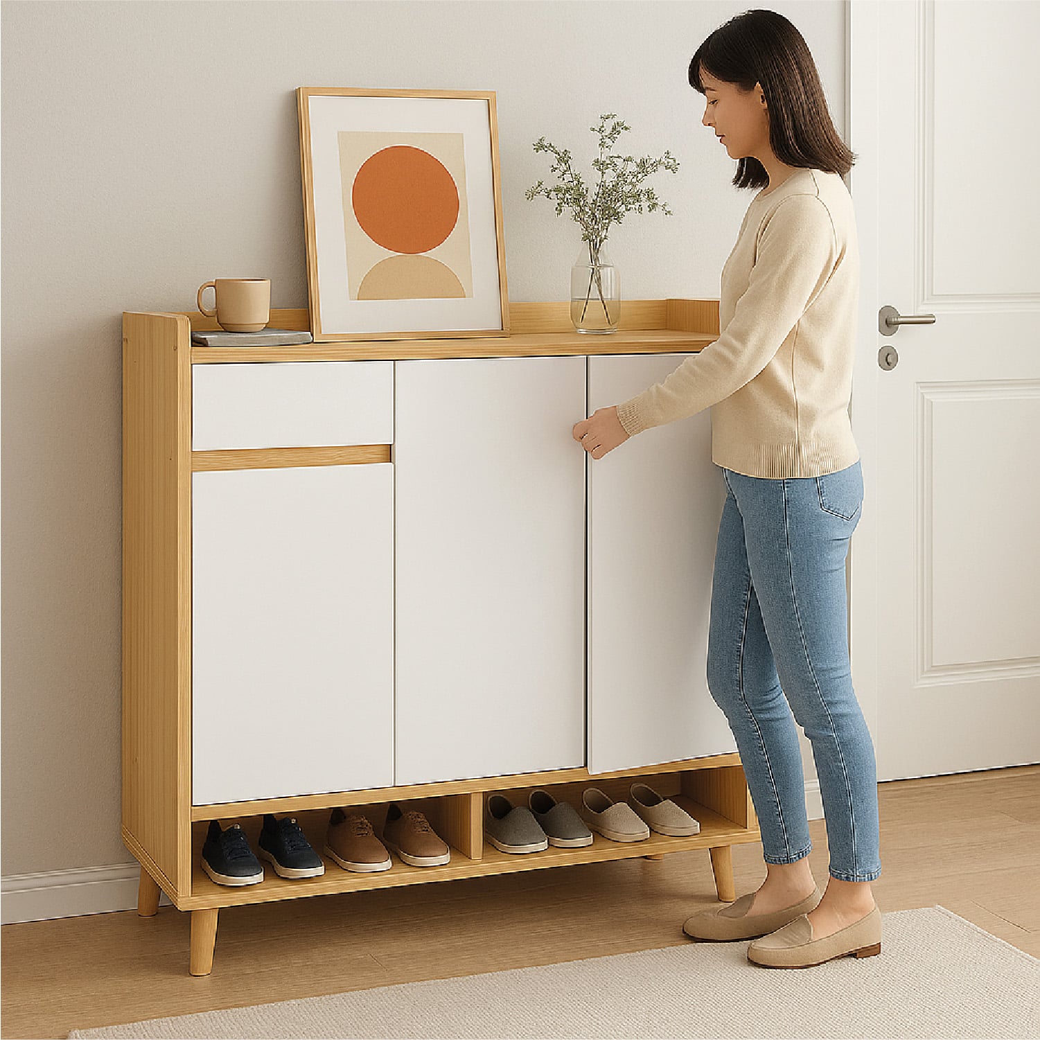ZAPATERO BICOLOR ELEGANCE 3 PUERTAS ORGANIZADOR ESTANTE 81CM - 5