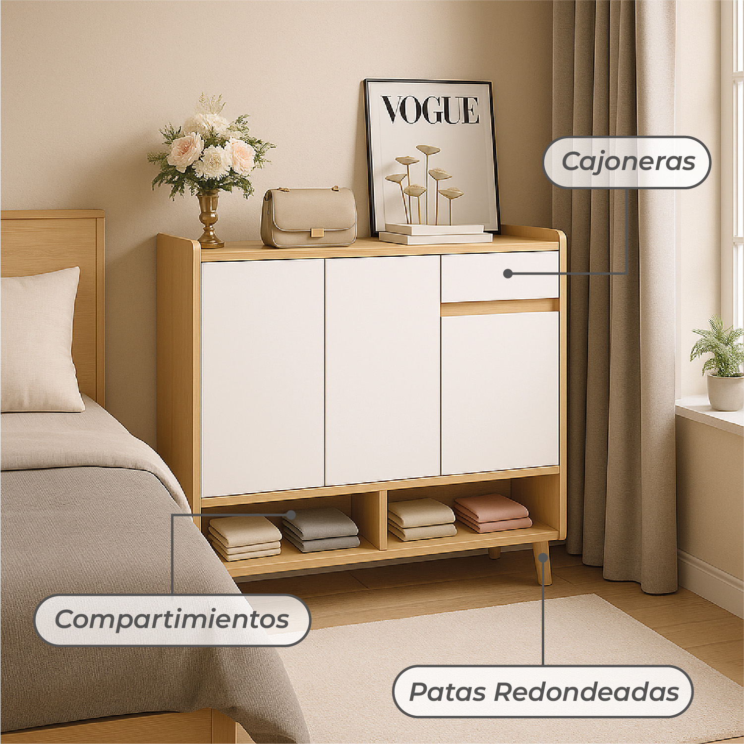 ZAPATERO BICOLOR ELEGANCE 3 PUERTAS ORGANIZADOR ESTANTE 81CM - 6