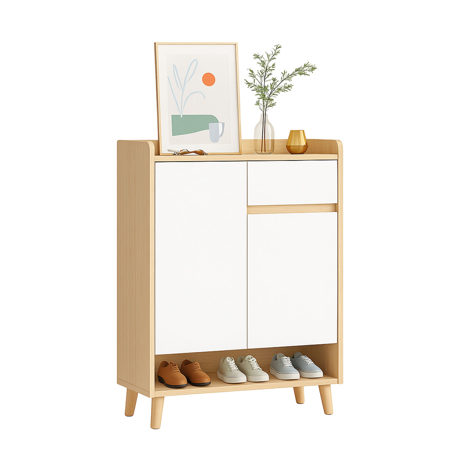 ZAPATERO BICOLOR ELEGANCE 2 PUERTAS ORGANIZADOR ESTANTE 61 - 1