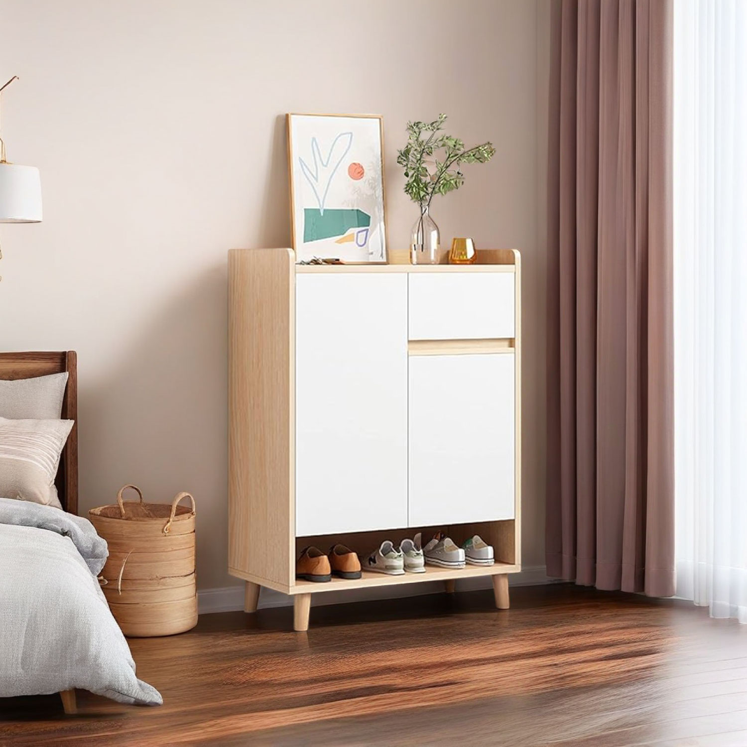 ZAPATERO BICOLOR ELEGANCE 2 PUERTAS ORGANIZADOR ESTANTE 61 - 2