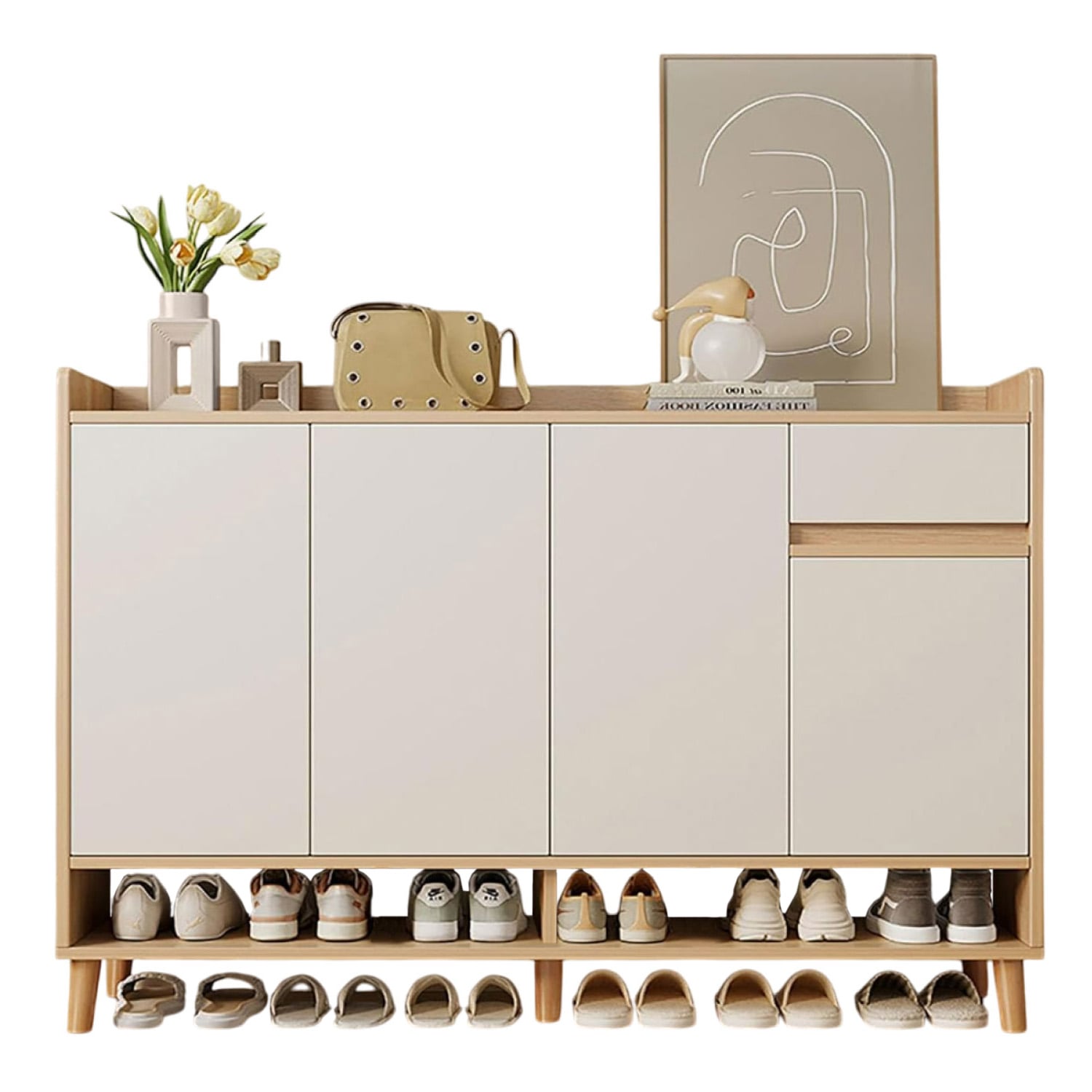 ZAPATERO BICOLOR ELEGANCE 4 PUERTAS ORGANIZADOR ESTANTE 122 - 1