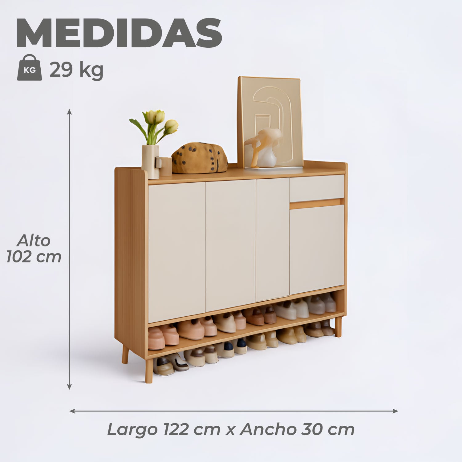 ZAPATERO BICOLOR ELEGANCE 4 PUERTAS ORGANIZADOR ESTANTE 122 - 3
