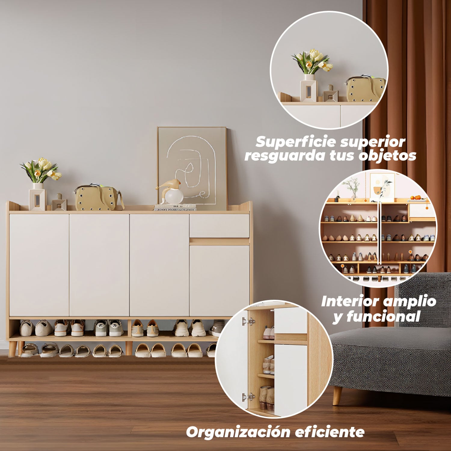 ZAPATERO BICOLOR ELEGANCE 4 PUERTAS ORGANIZADOR ESTANTE 122 - 4