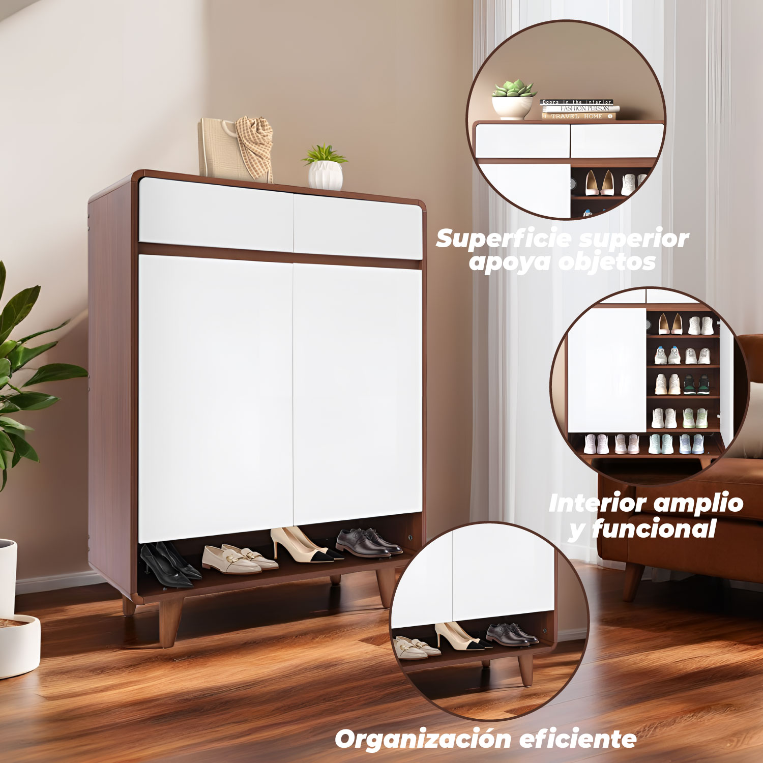 ZAPATERO ELEGANCE PUERTAS Y CAJONES ORGANIZADOR ESTANTE 60CM - 5